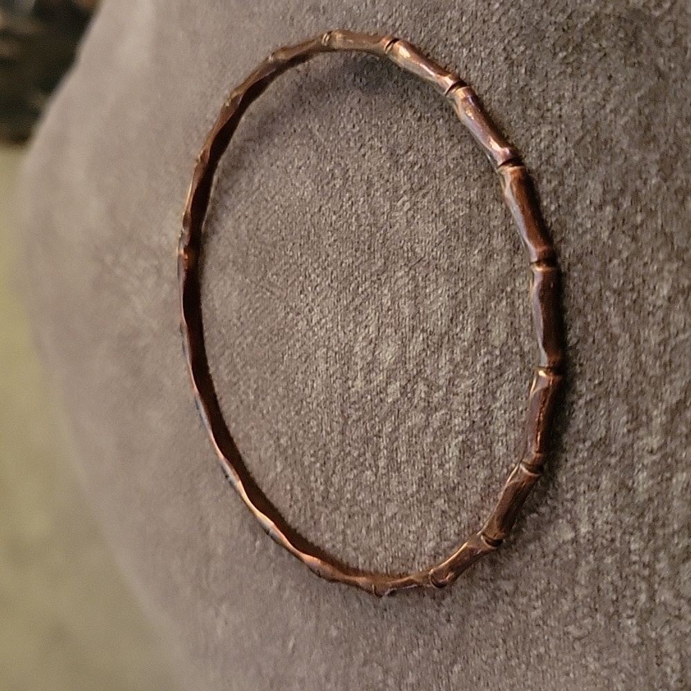 3/$30 Vtg Minimalist Thin Copper Bamboo Bangle Bracelet - Picture 2 of 5